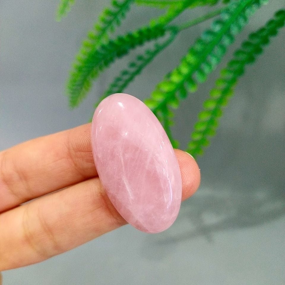 Pembe Kuvars Doğal Taş Kabaşon P114
