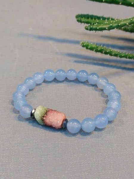 Kalsedon Druzy Doğaltaş Bileklik 8 mm