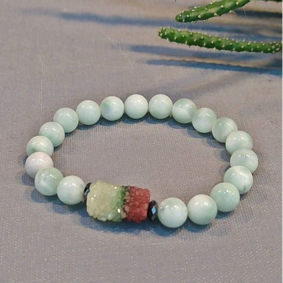 Larimar Druzy Taşı Bileklik 10 mm