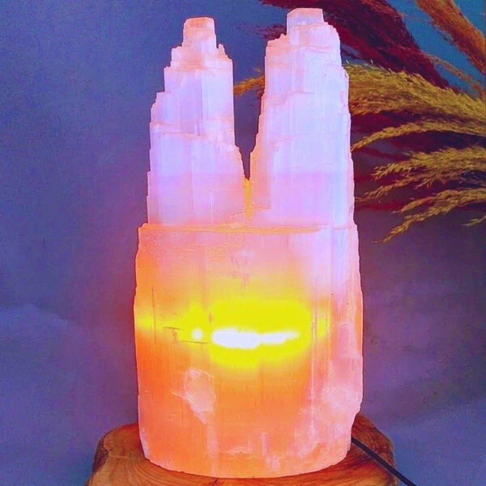 Selenitstein-Zwillingsturmlampe - MNR1033