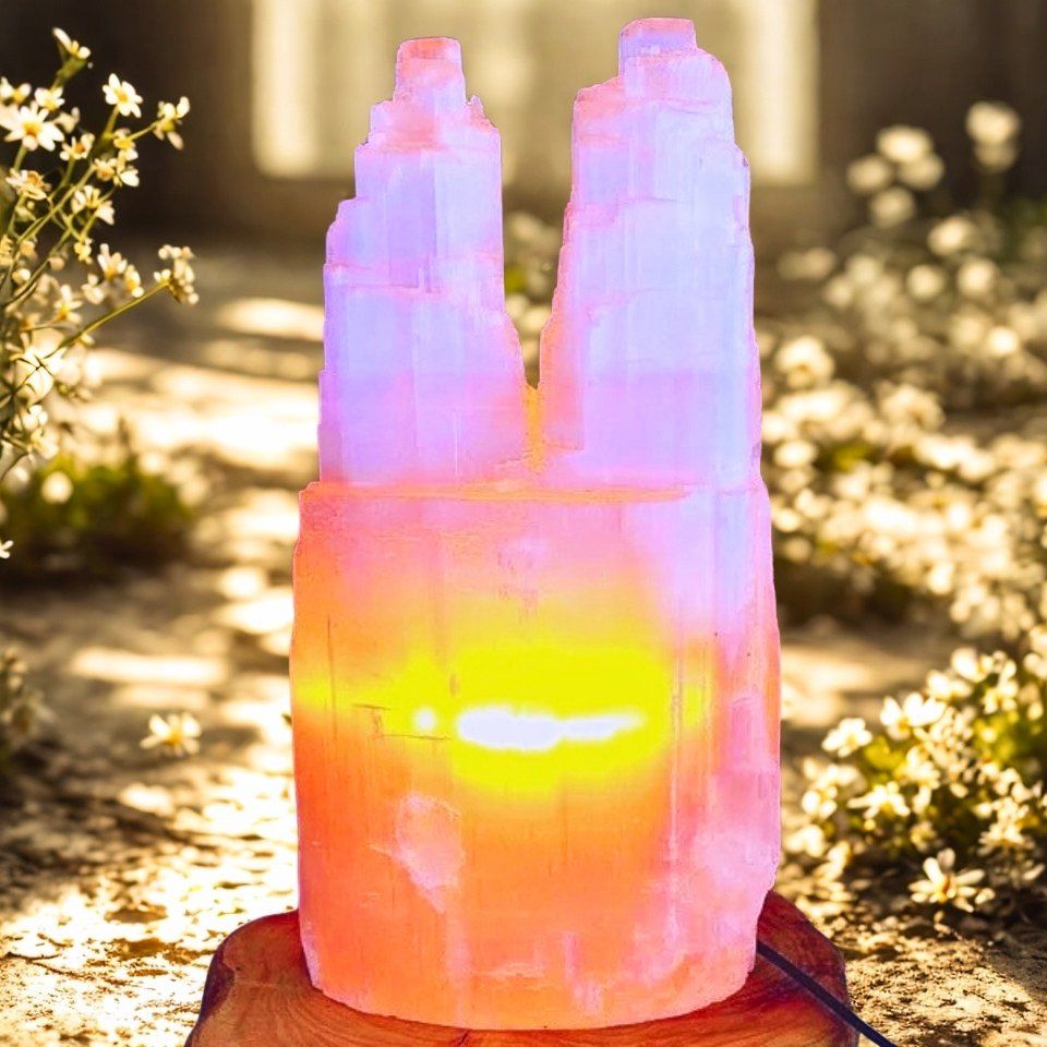 Selenitstein-Zwillingsturmlampe - MNR1033