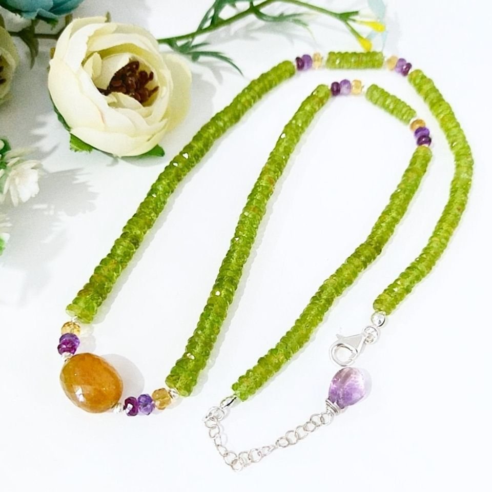 Chrysolite and Yellow Sapphire Special Design Necklace