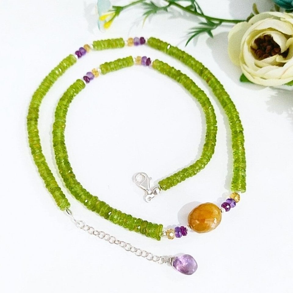 Chrysolite and Yellow Sapphire Special Design Necklace