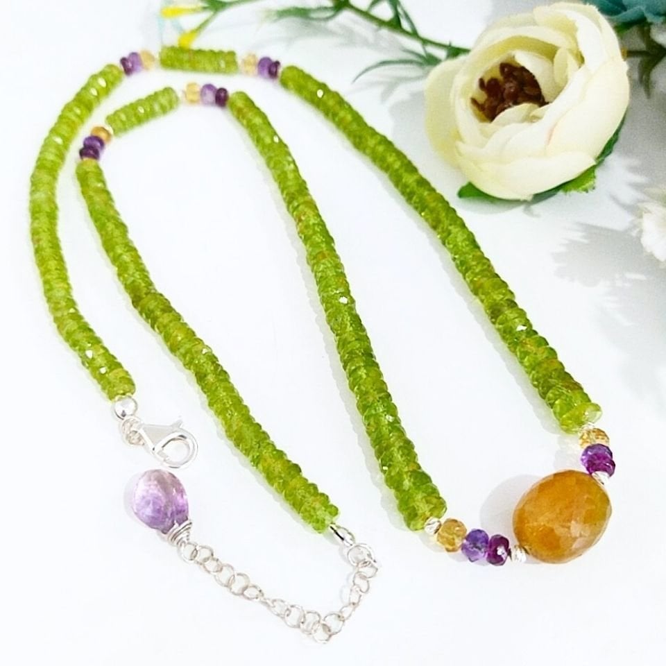 Chrysolite and Yellow Sapphire Special Design Necklace