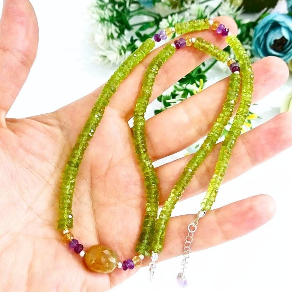 Chrysolite and Yellow Sapphire Special Design Necklace