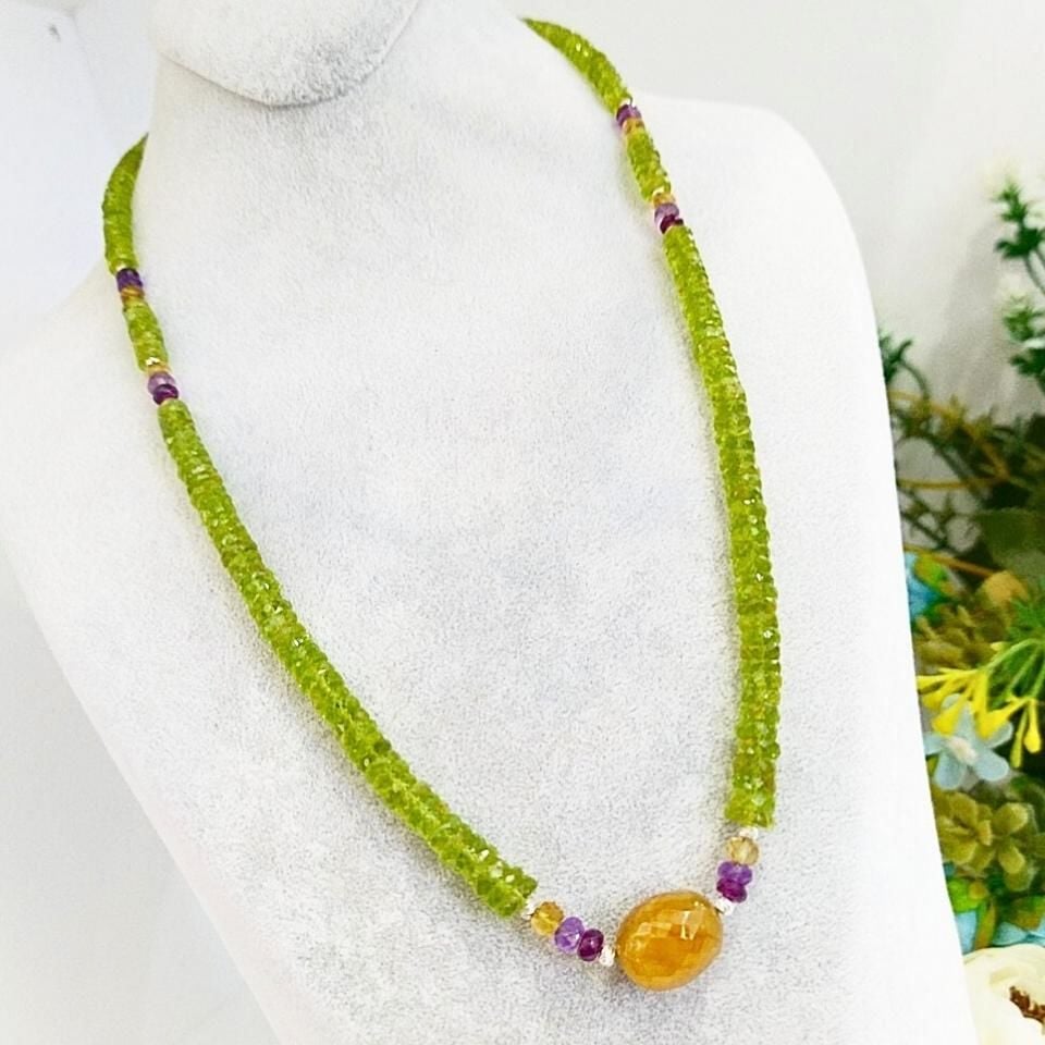 Chrysolite and Yellow Sapphire Special Design Necklace