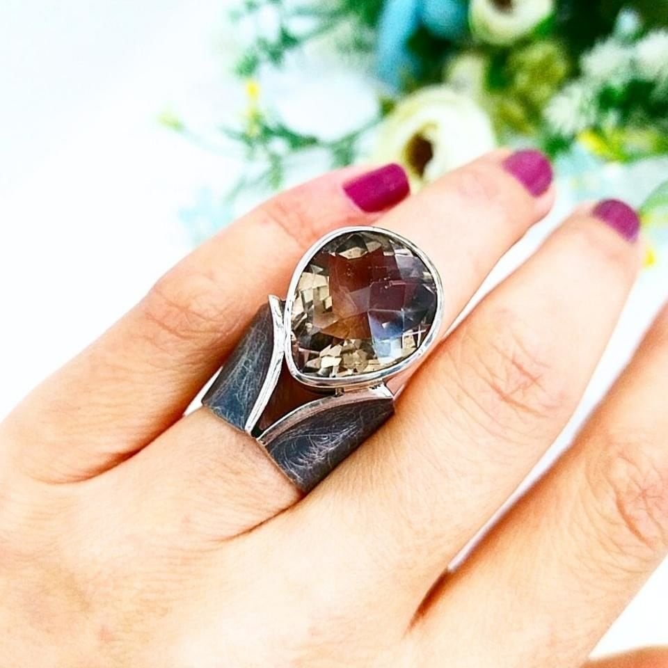 Smoky Topaz Özel Tasarım Yüzük