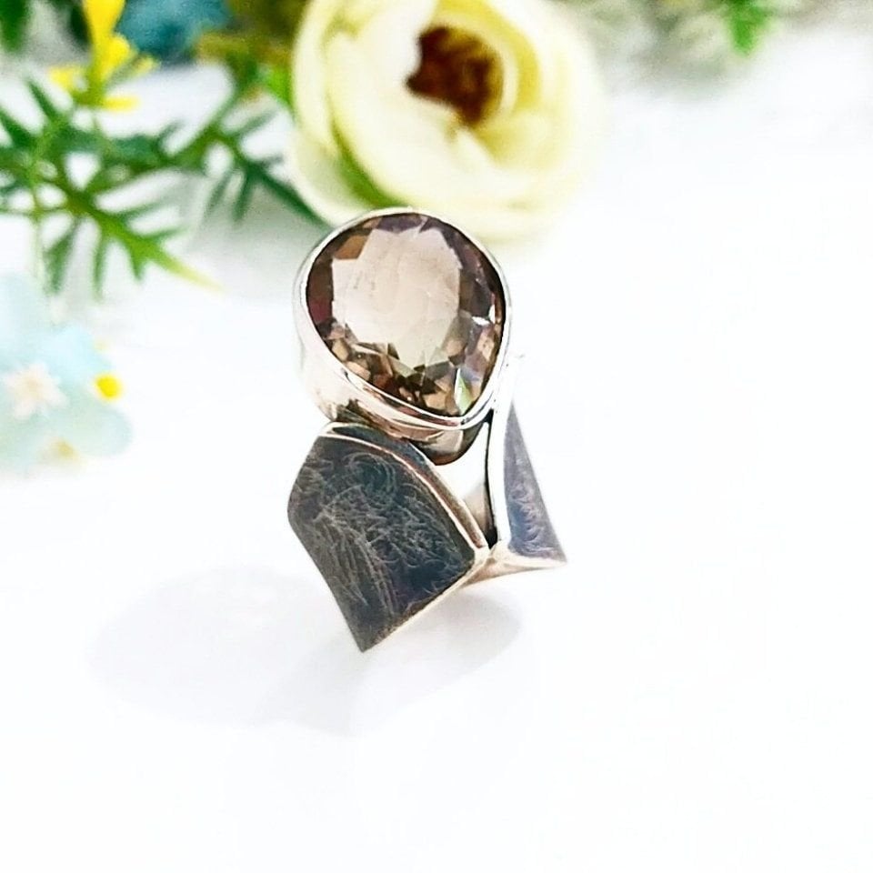 Smoky Topaz Özel Tasarım Yüzük