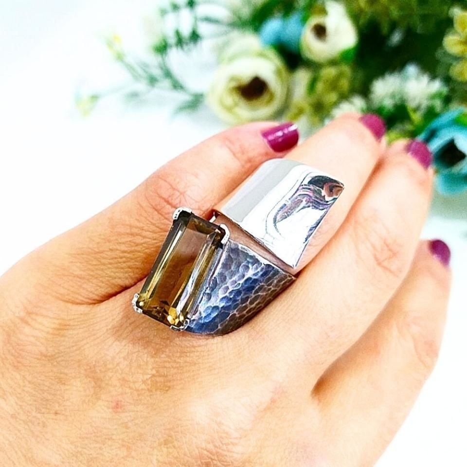 Smoky Topaz Özel Tasarım Yüzük