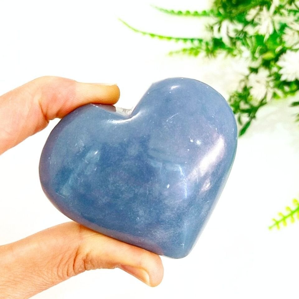 Angelite Natural Stone Heart 00768