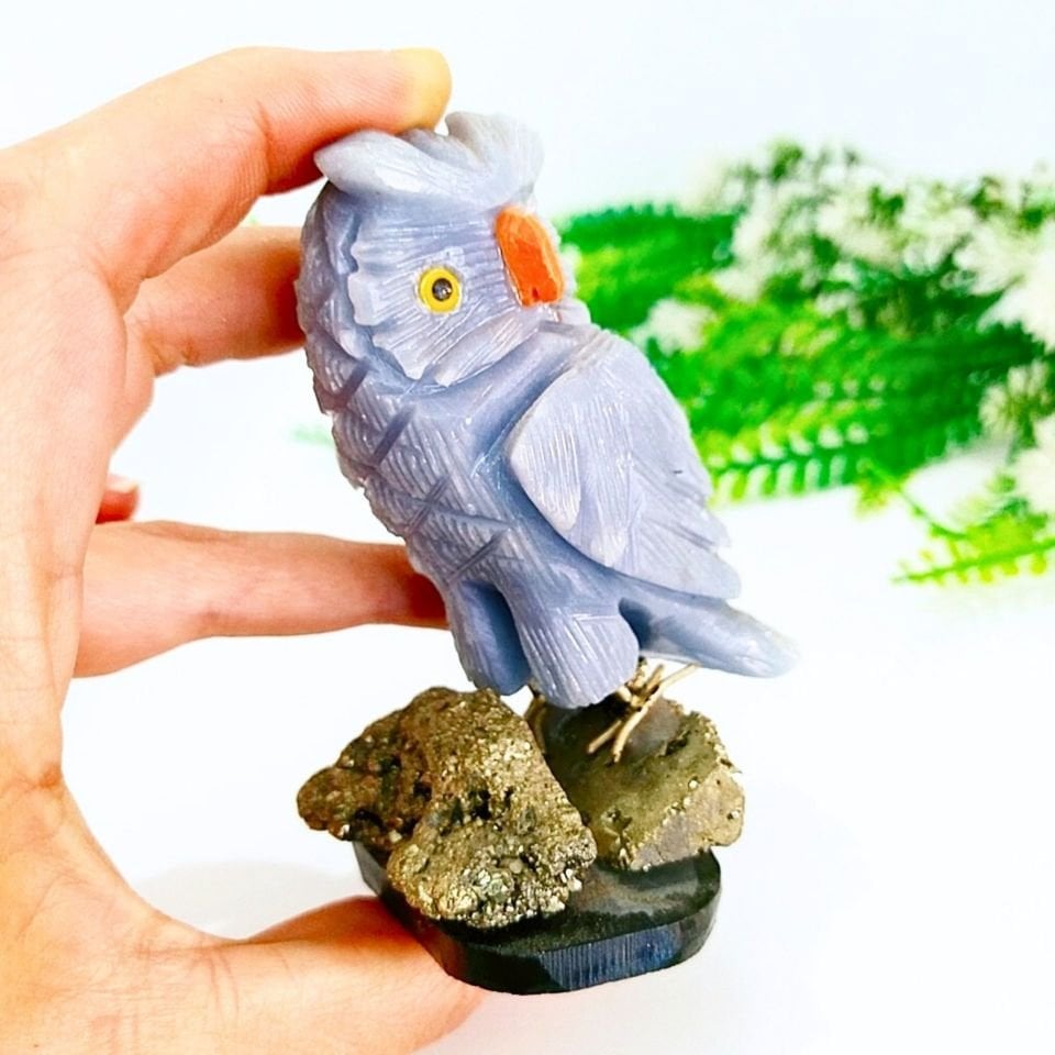 Angelite Pyrite Natural Stone Carving Figurine 00772