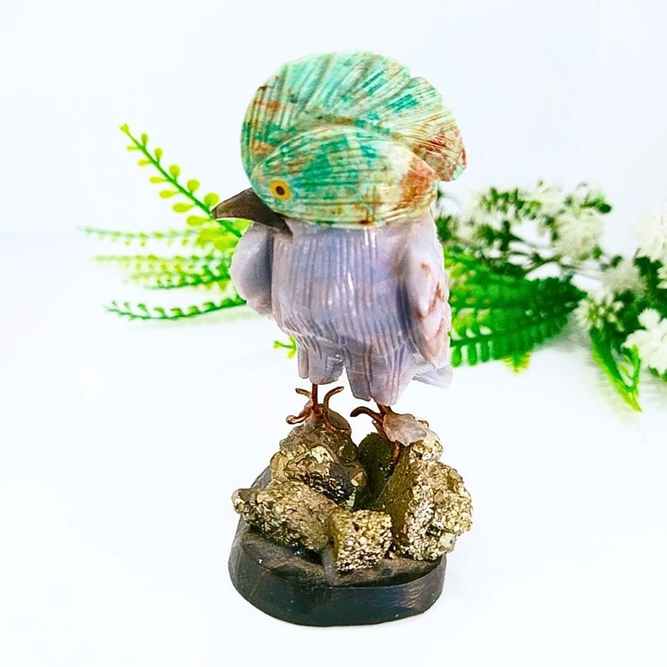 Angelite Pyrite Natural Stone Carving Figurine 00775