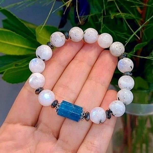 Aytaşı Apatit 925 Ayar Gümüş Doğaltaş 10mm Bileklik