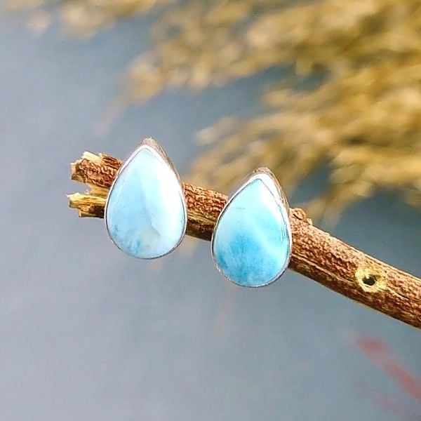 Larimar Özel Tasarım Doğaltaş Küpe