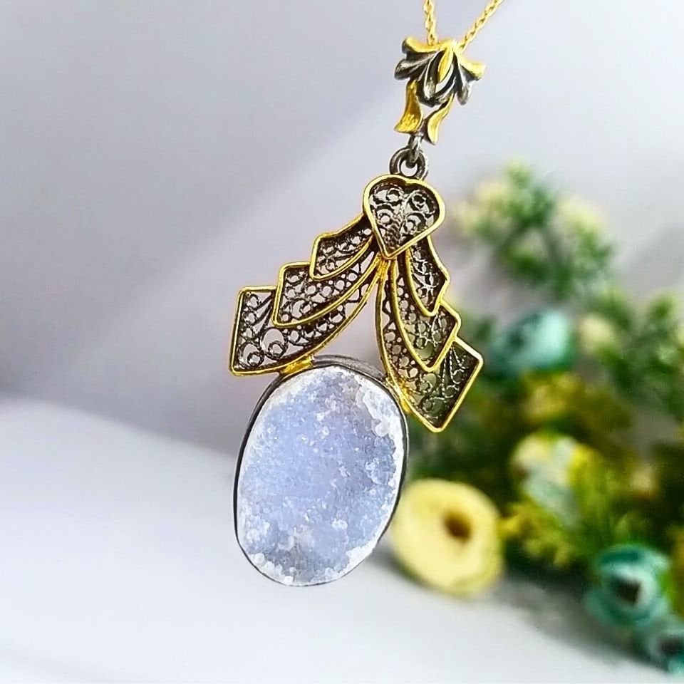 Druzy Chalcedony Special Design Necklace