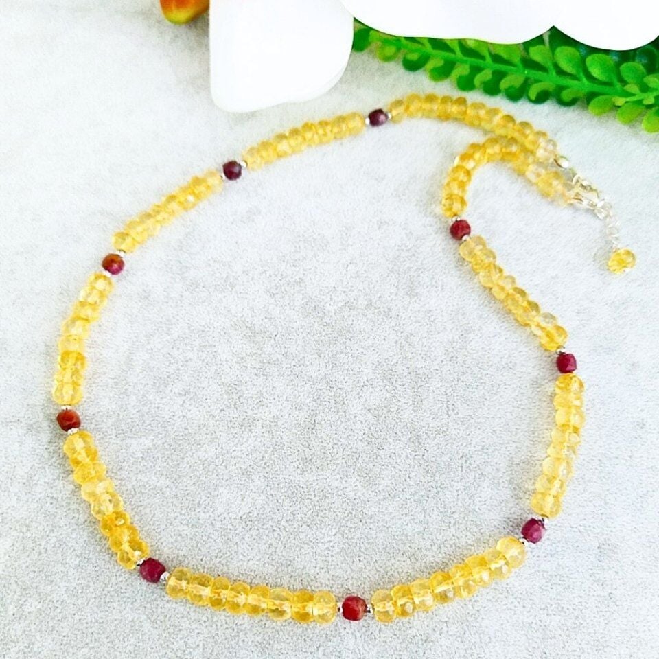Sitrin ve Yakut Doğal Taş Kolye – DKLY298