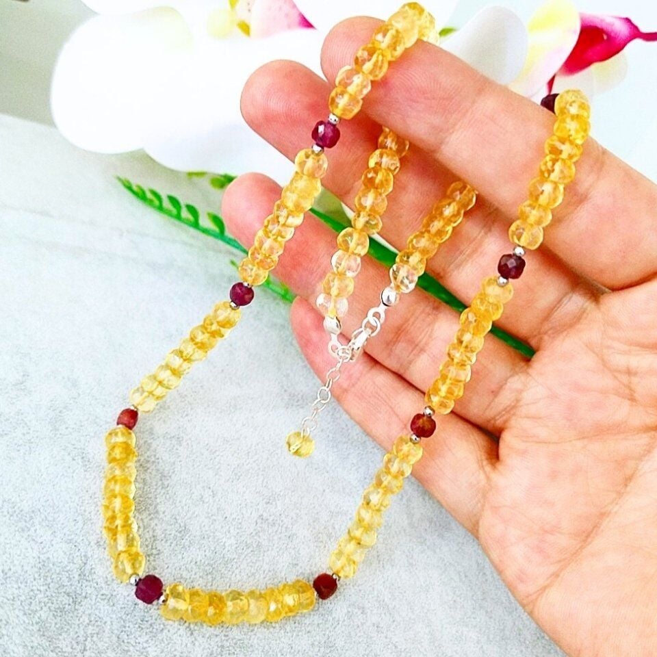 Sitrin ve Yakut Doğal Taş Kolye – DKLY298