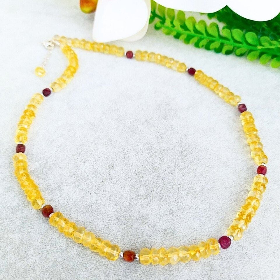 Sitrin ve Yakut Doğal Taş Kolye – DKLY298