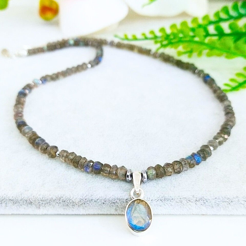 Labradorite Stone Natural Stone Necklace – DKLY299