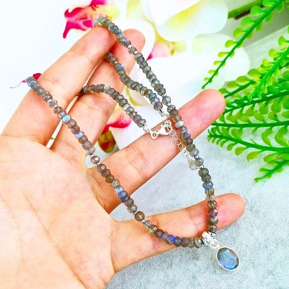 Labradorit Taşı Doğal Taş Kolye – DKLY299