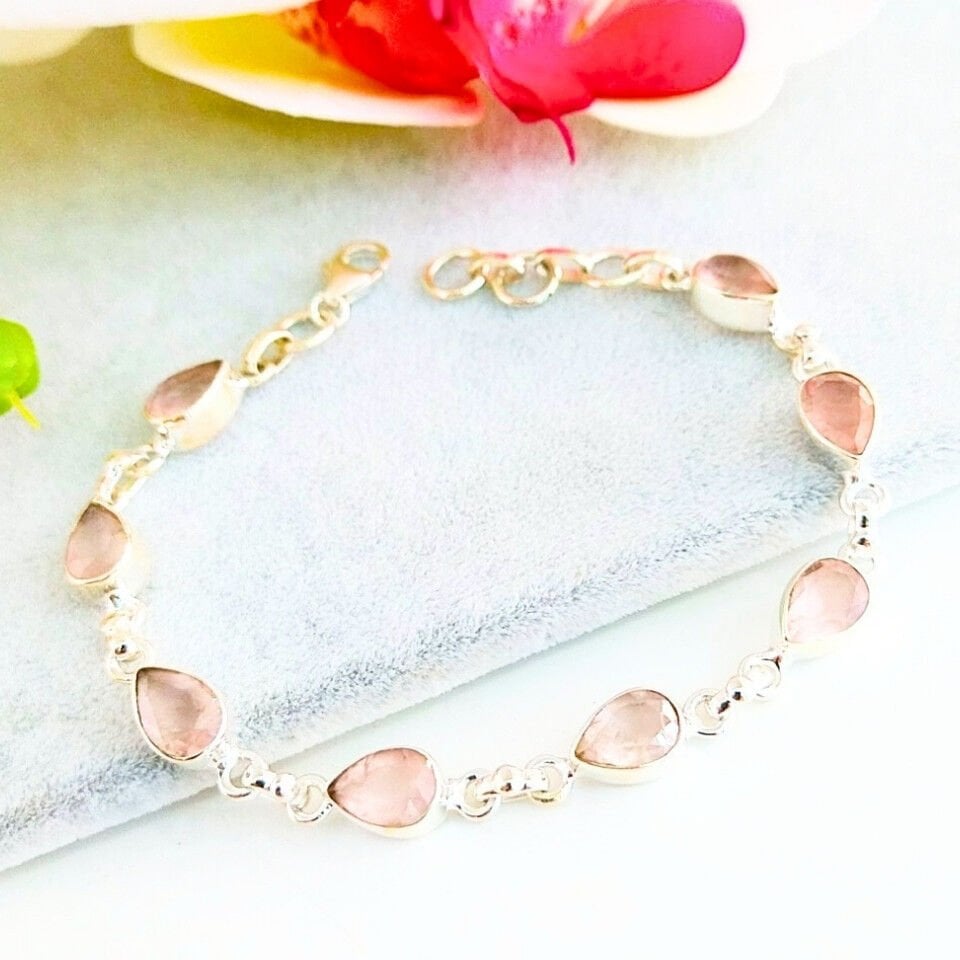 Pembe Kuvars Özel Tasarım Bileklik - OTB187