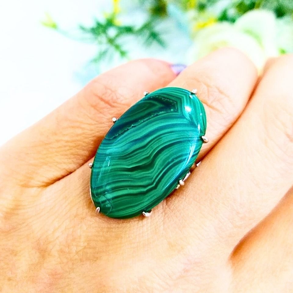 Malachite Stone Special Design Ring - OTS948