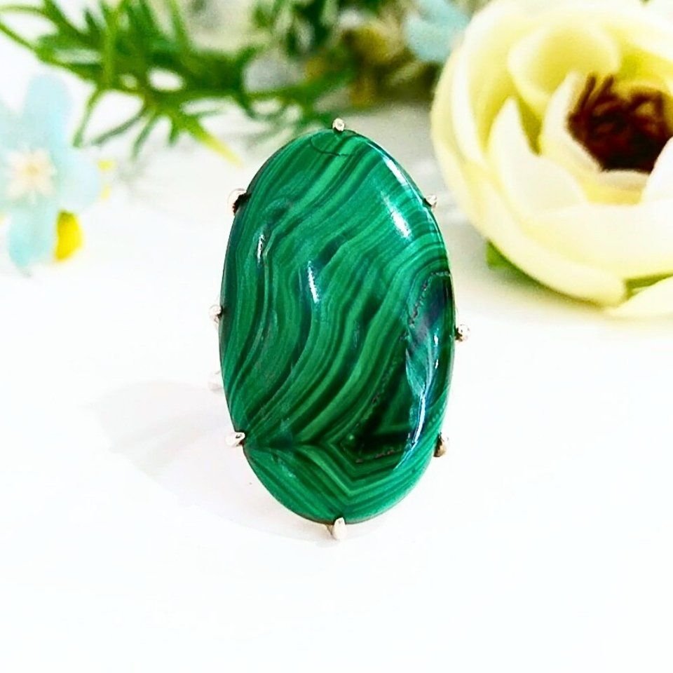 Malachite Stone Special Design Ring - OTS948