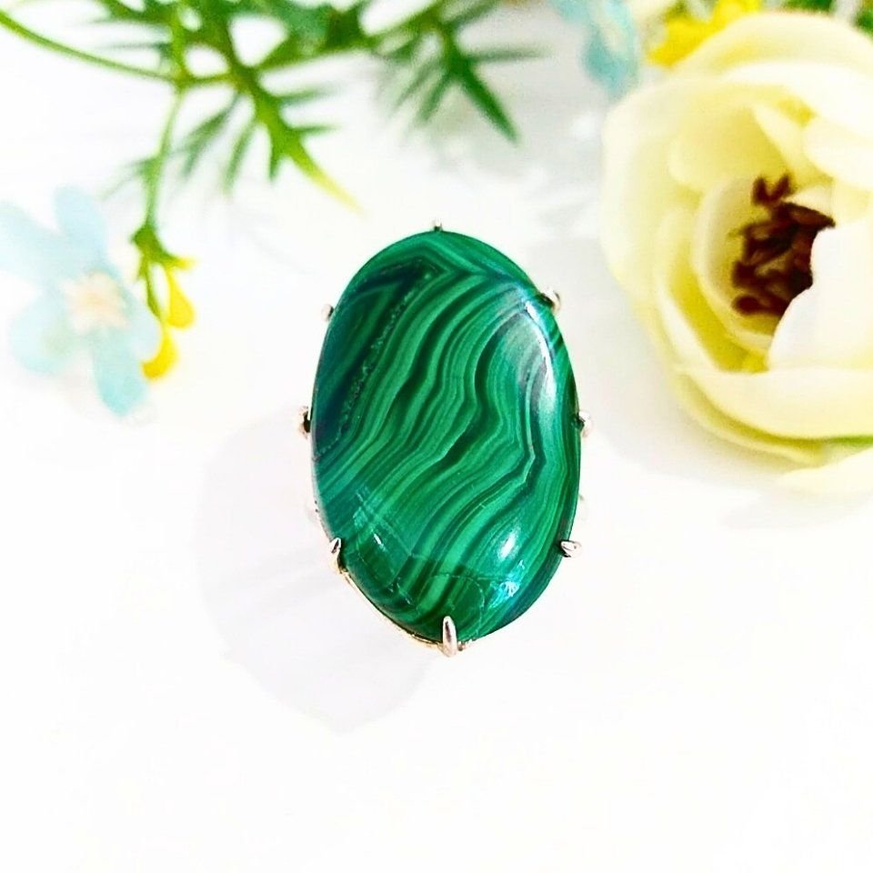 Malachite Stone Special Design Ring - OTS948