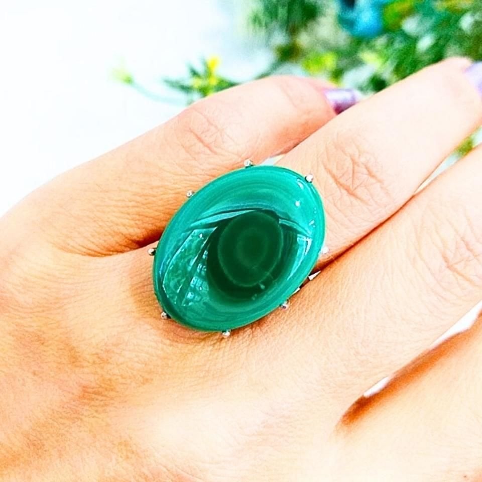 Malachite Stone Special Design Ring - OTS949
