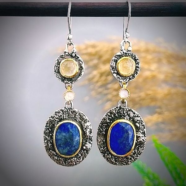 Lapis Lazuli Özel Tasarım Doğaltaş Küpe