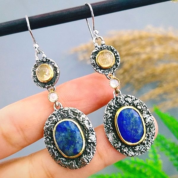 Lapis Lazuli Özel Tasarım Doğaltaş Küpe
