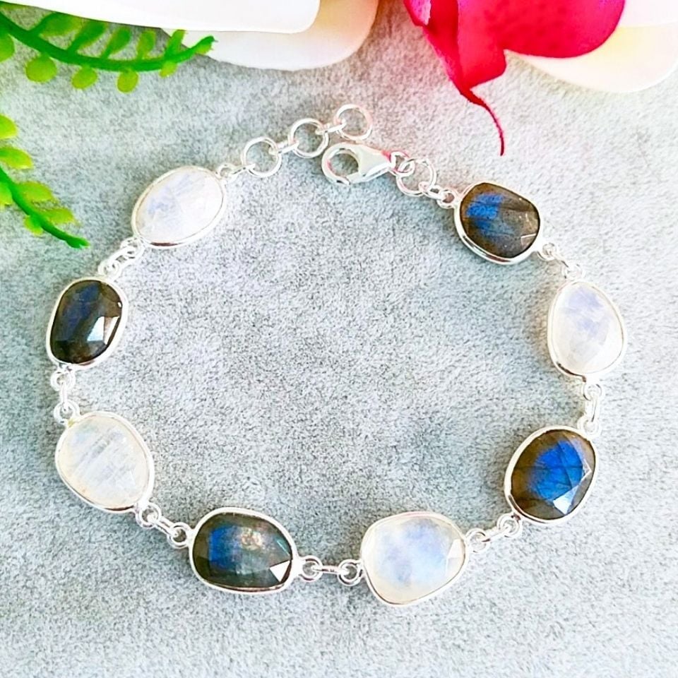 Labradorit und Mondstein Sonderdesign Armband - OTB194