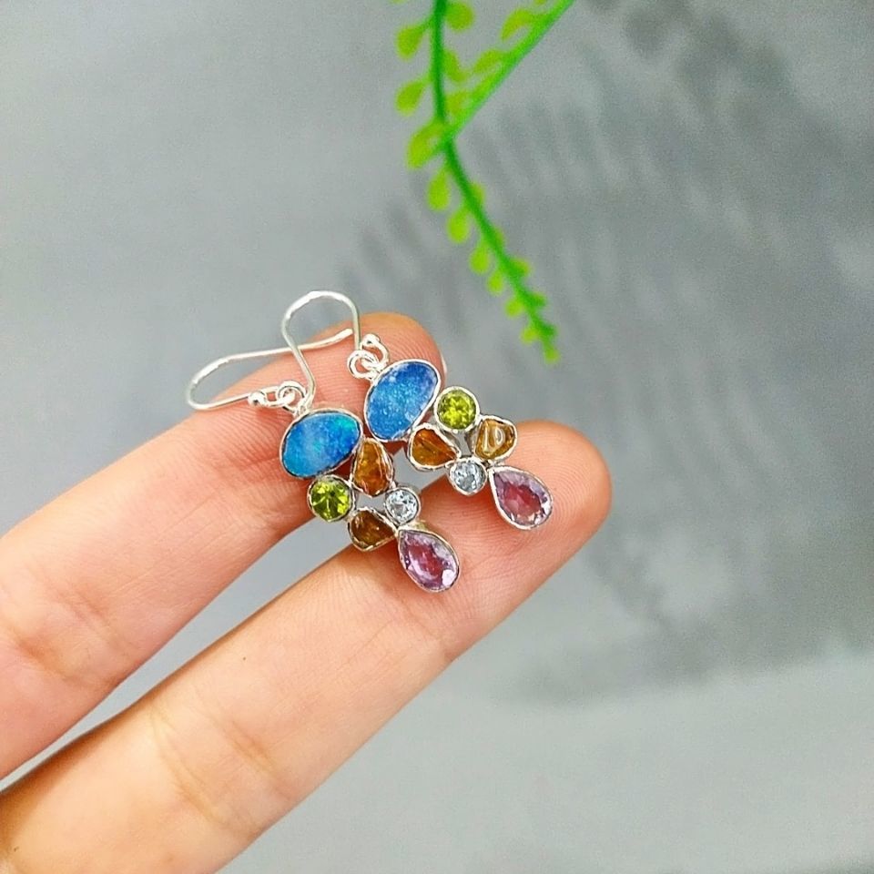 Opal Taşı Özel Tasarım Küpe