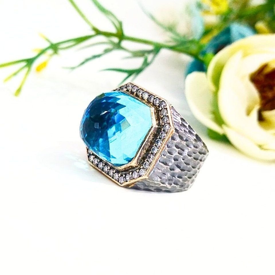 Blue Topaz Special Design Ring OTS956