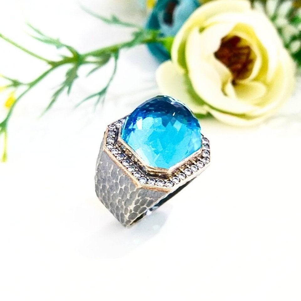 Blue Topaz Special Design Ring OTS956