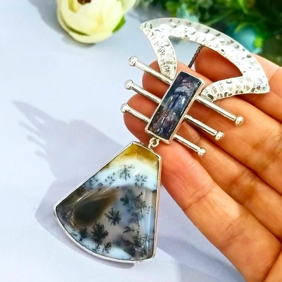 Merlinit ve Su Safiri (İyolit) Özel Tasarım Kolye