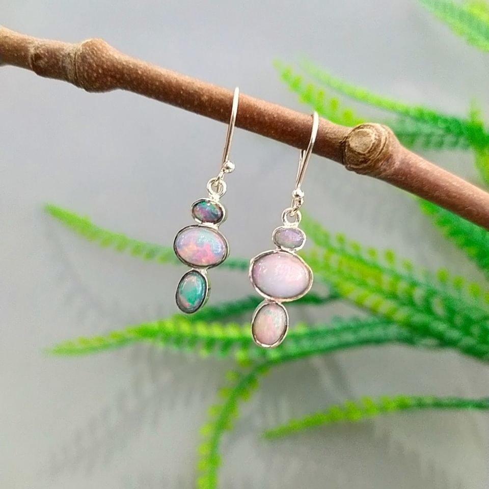 Opal Taşı Özel Tasarım Küpe