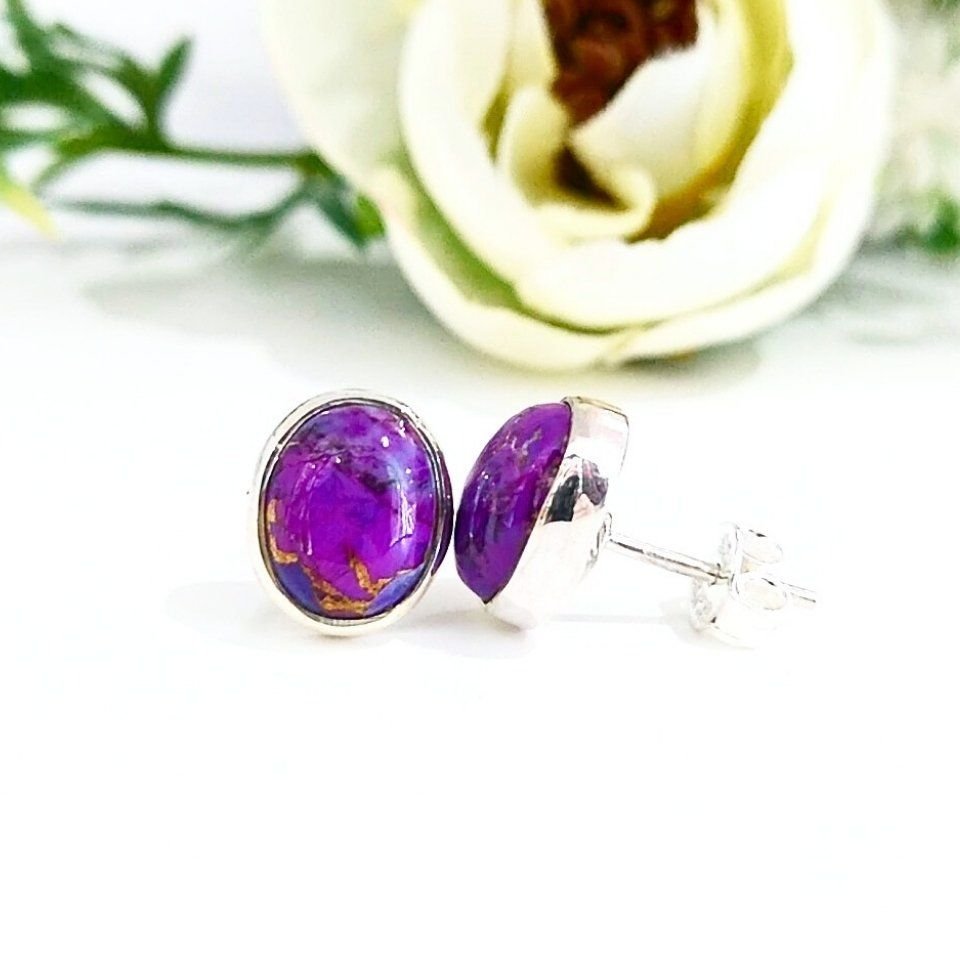 Purple Mor Turkuaz Taşı Küpe - KP814