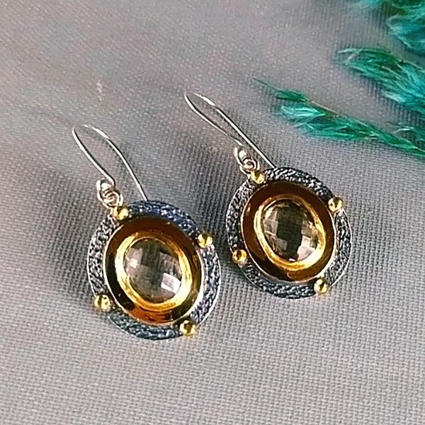 Topaz Taşlı Özel Tasarım Doğaltaş Küpe