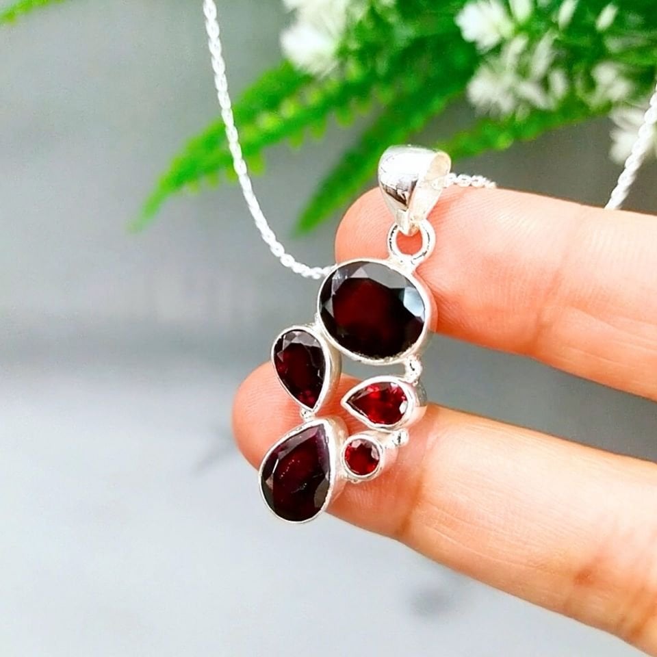 Lal Granat Taşı Özel Tasarım Kolye 01046