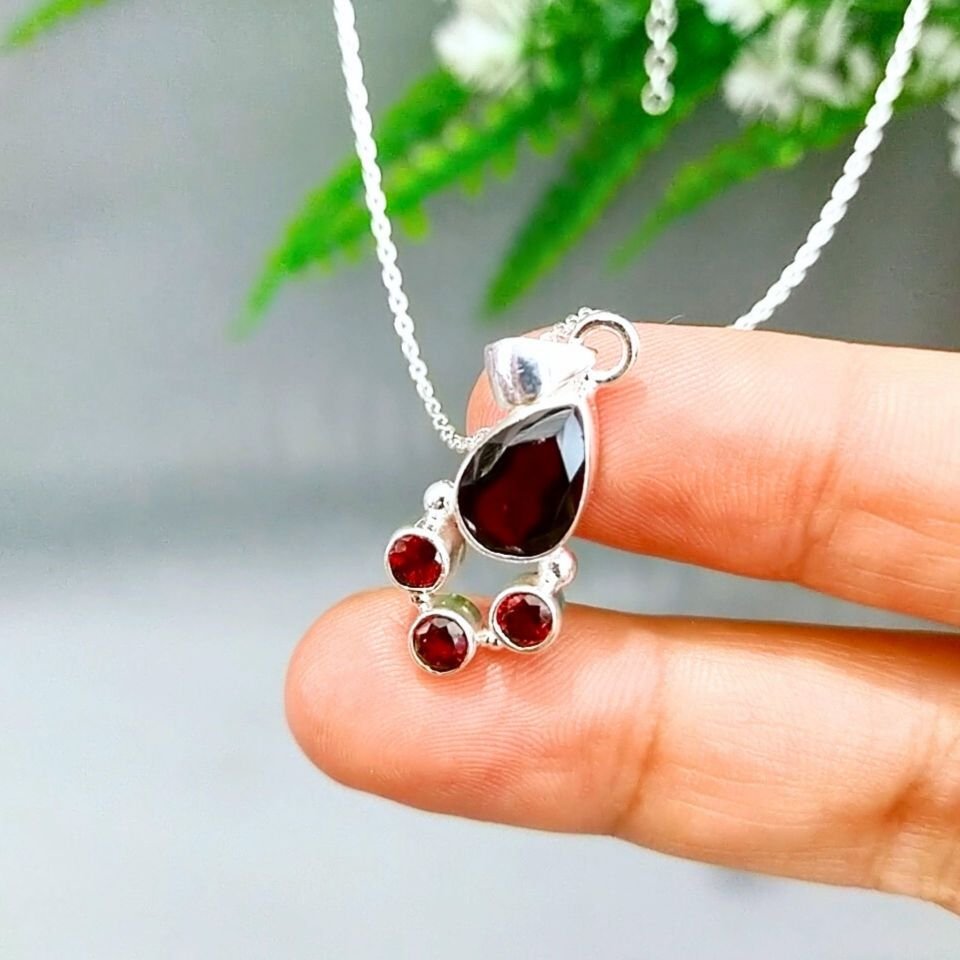 Lal Granat Taşı Özel Tasarım Kolye 01047