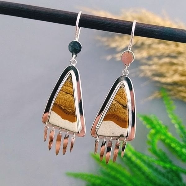 Picture Jasper Special Design Naturstein Ohrringe