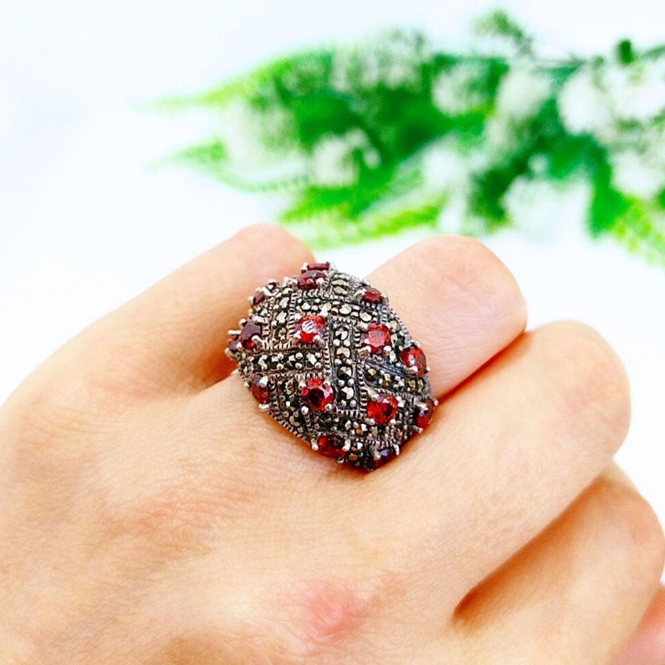 Lal Granat Taşı Özel Tasarım Yüzük 00794