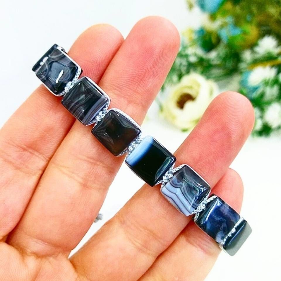 Botswana-Achat-Naturstein-Makramee-Armband - BLK823