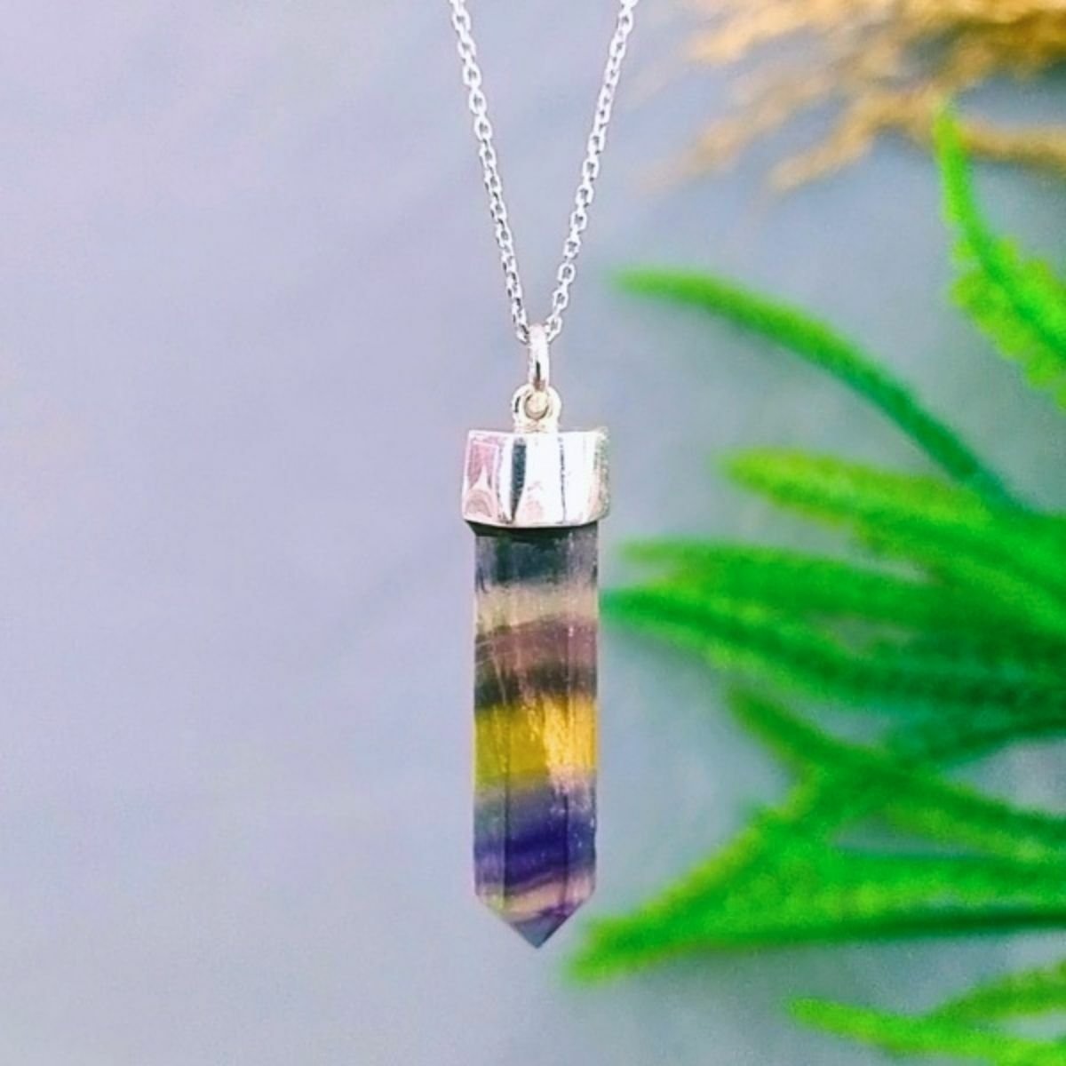 Fluorite Stone Special Design Natural Stone Necklace