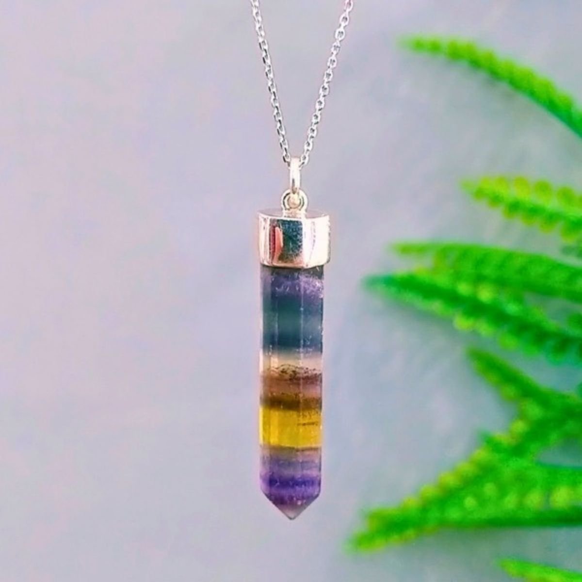Fluorite Stone Special Design Natural Stone Necklace