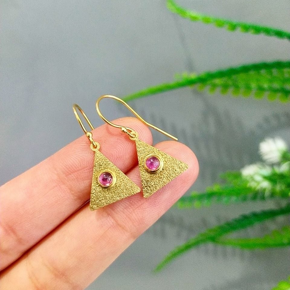 Special Design Pink Tourmaline Earrings