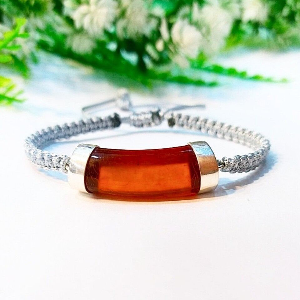 Antikes Tropfen-Bernstein-Makramee-Armband – KHR527