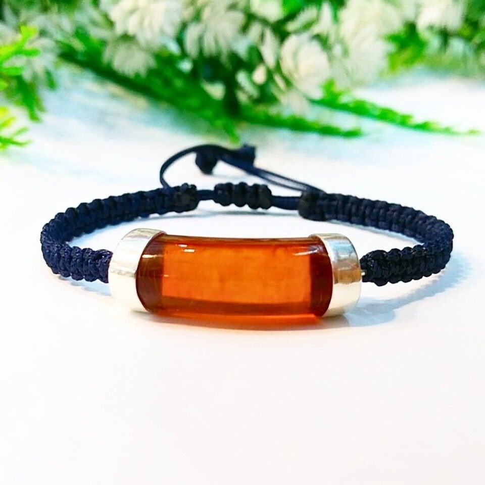 Antik Damla Kehribar Makrome Bileklik – KHR528