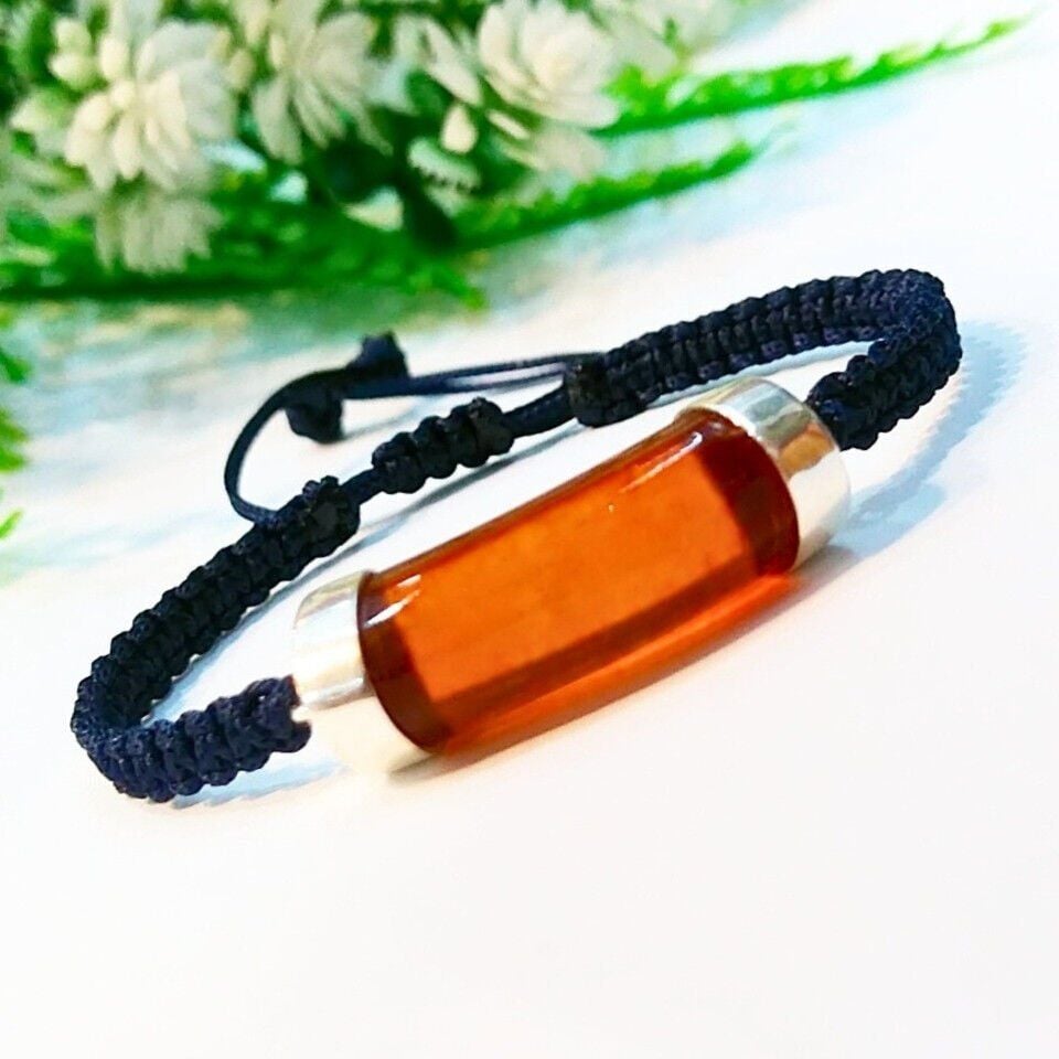 Antik Damla Kehribar Makrome Bileklik – KHR529